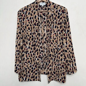 Chaus New York Womens  Medium Leopard Open Blazer Jacket